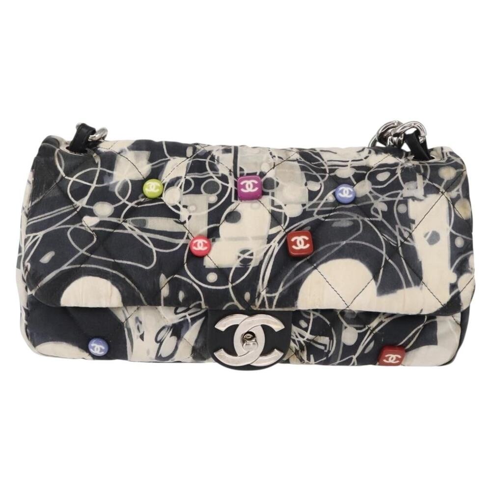 Chanel Matelasse Satin 25 Chain Shoulder Bag Black